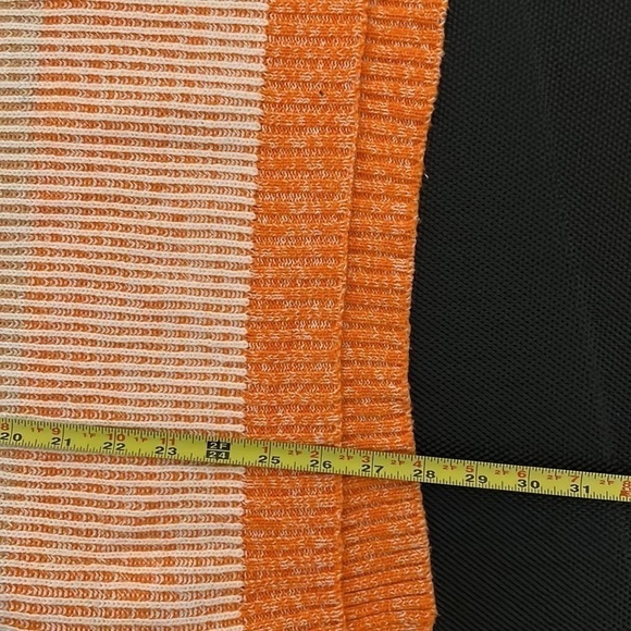 Soft Surroundings Porto White & Orange Ombré Cowl Neck Rib Sweater Puffed Sleeve - Picture 13 of 14